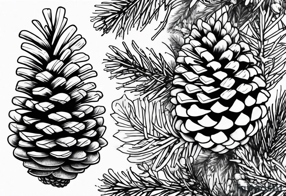 Trees with pine cone tattoo idea
