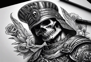 roman soldier skull tattoo idea
