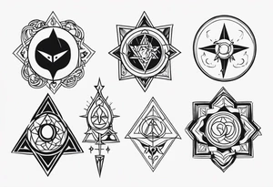 a bunch of ocultism sigils tattoo idea