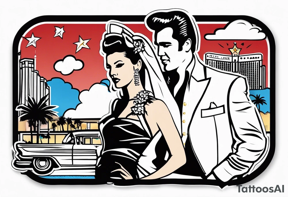 Las Vegas Elvis Wedding tattoo idea