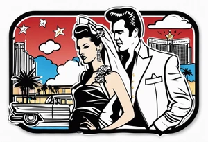 Las Vegas Elvis Wedding tattoo idea