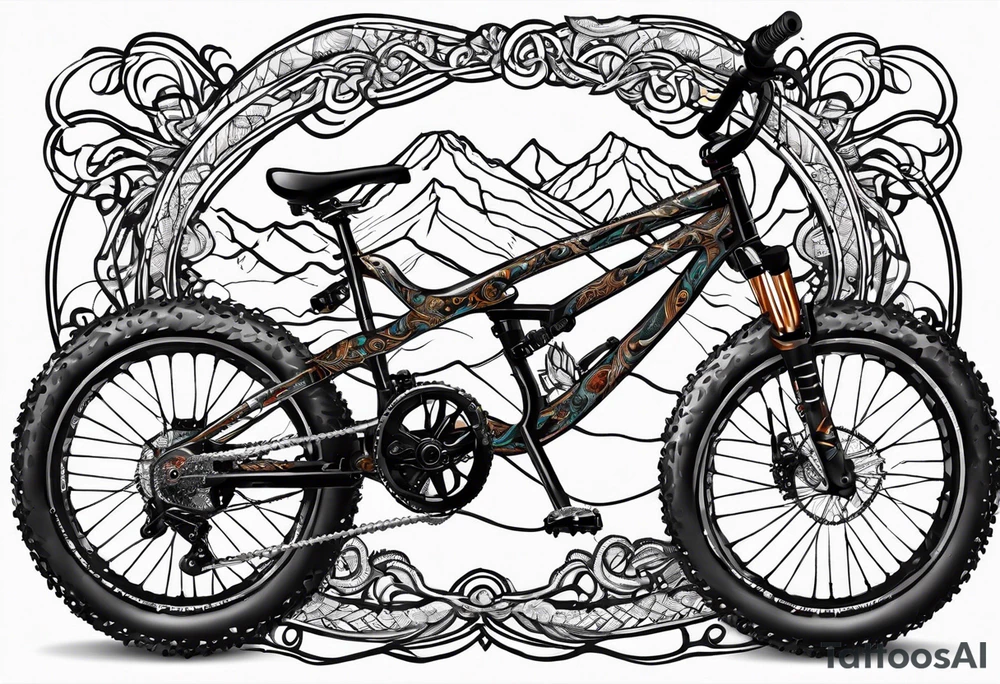 Mountain bike with the frame made of a copperhead body tattoo idea