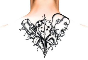 Music, sports, African culture half sleeve tattoo idea