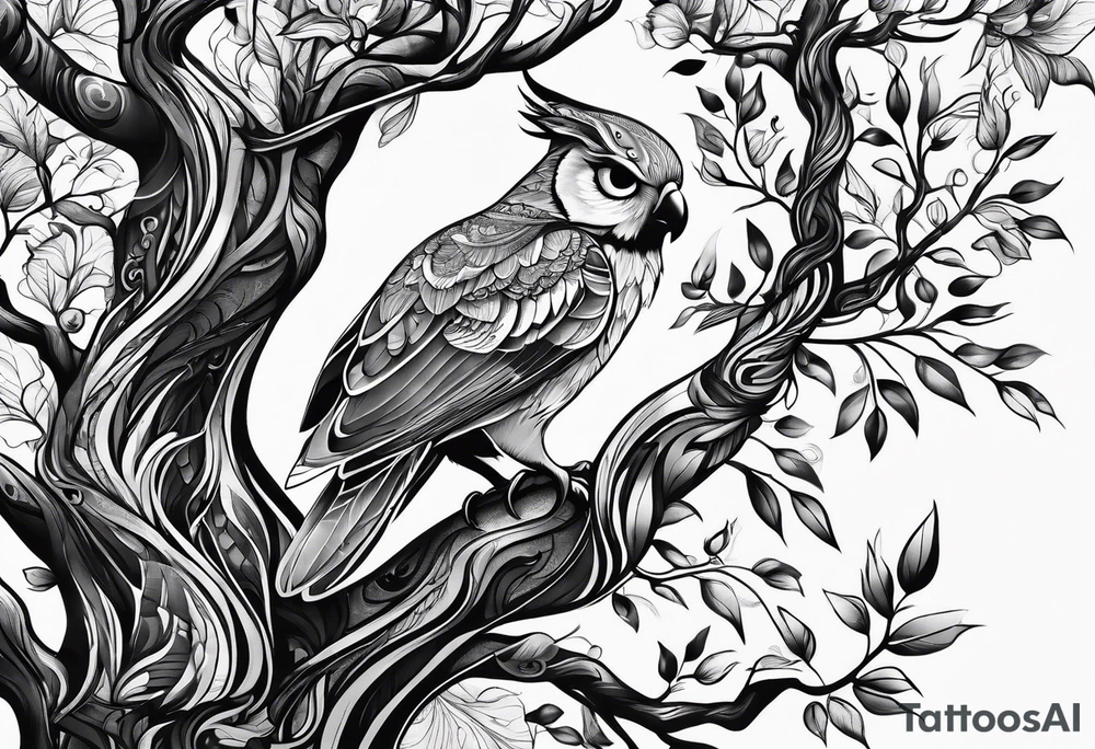 animals in trees tattoo idea