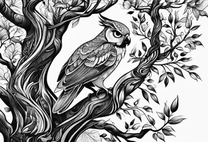 animals in trees tattoo idea