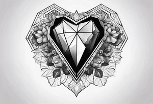hexagon chest heart tattoo idea