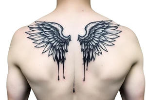 Angel wings in blood tattoo idea