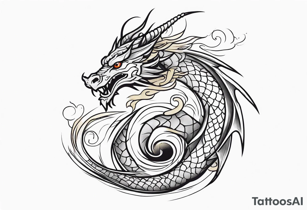 Traditional Dragon full body and smoke tattoo idea
