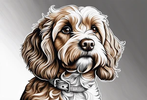 Brown blonde cockapoo staring into my eyes tattoo idea