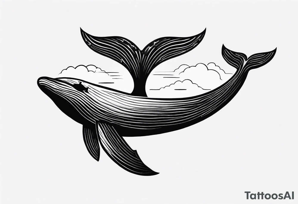 Dainty and delicate whale tail in sunset tattoo idea