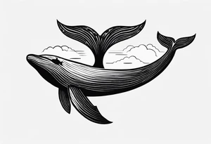 Dainty and delicate whale tail in sunset tattoo idea