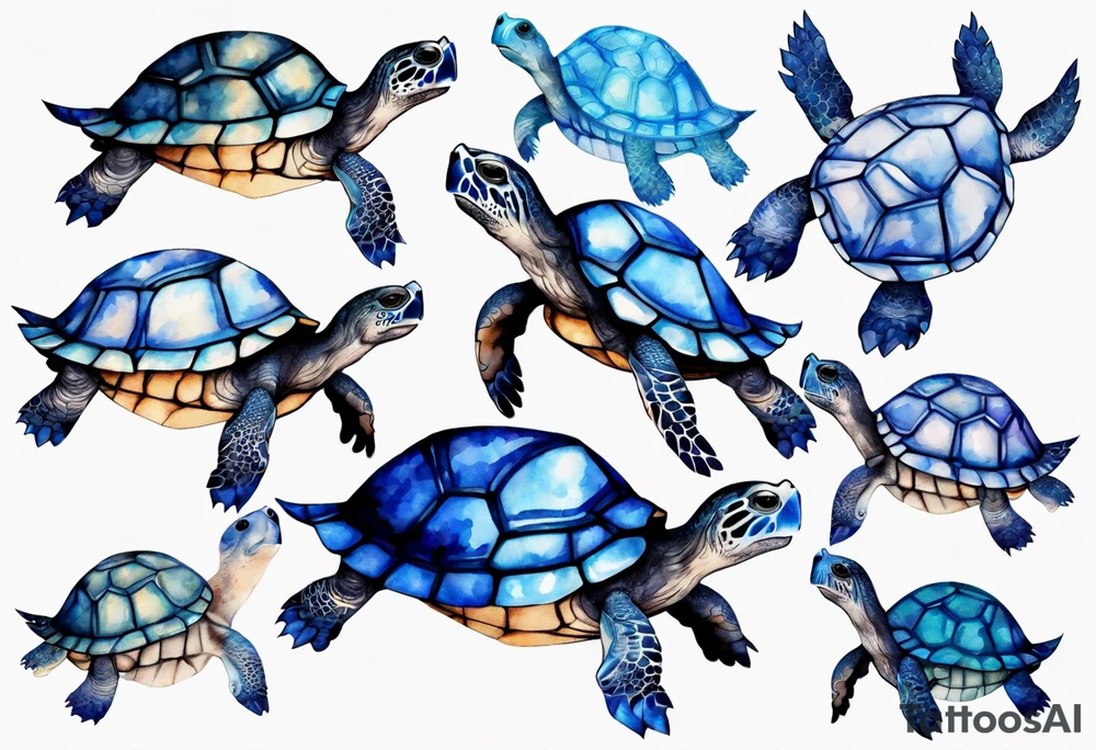 a furry turtle covered in blue fur tattoo idea