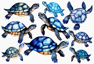 a furry turtle covered in blue fur tattoo idea