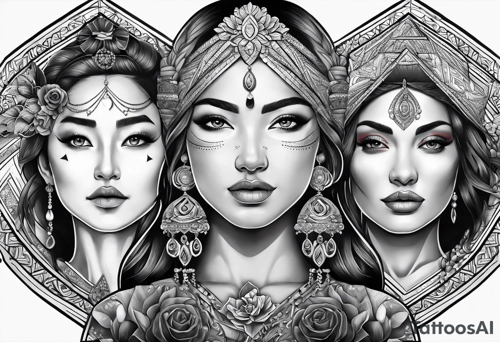 three person side by side. Daughter on the left, mother in the middle, grandmother on the right. greater age difference tattoo idea