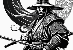 samurai with katana Nd snake tattoo idea