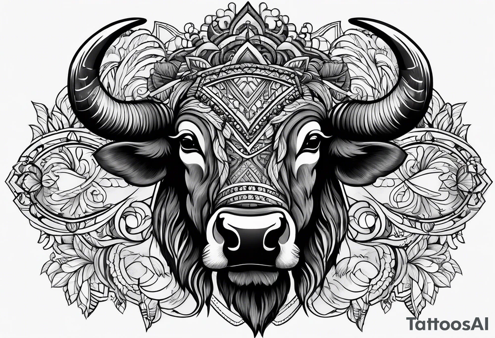 Buffalo head tattoo idea