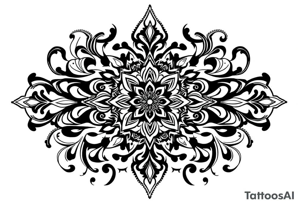 mytical shaman and mytolog style ornament with ancient rhyme tattoo idea