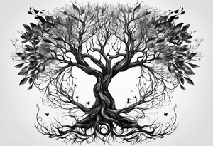 tree wings, but the branches are the wings  and no feathers or leaves. tattoo idea