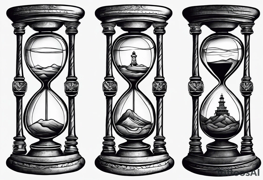 Hourglass with brain inside tattoo idea