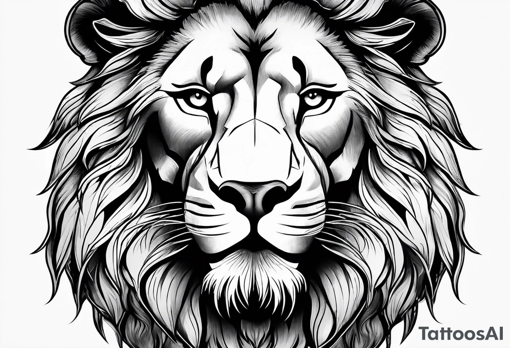 powerful majestic lion, close-up tattoo idea