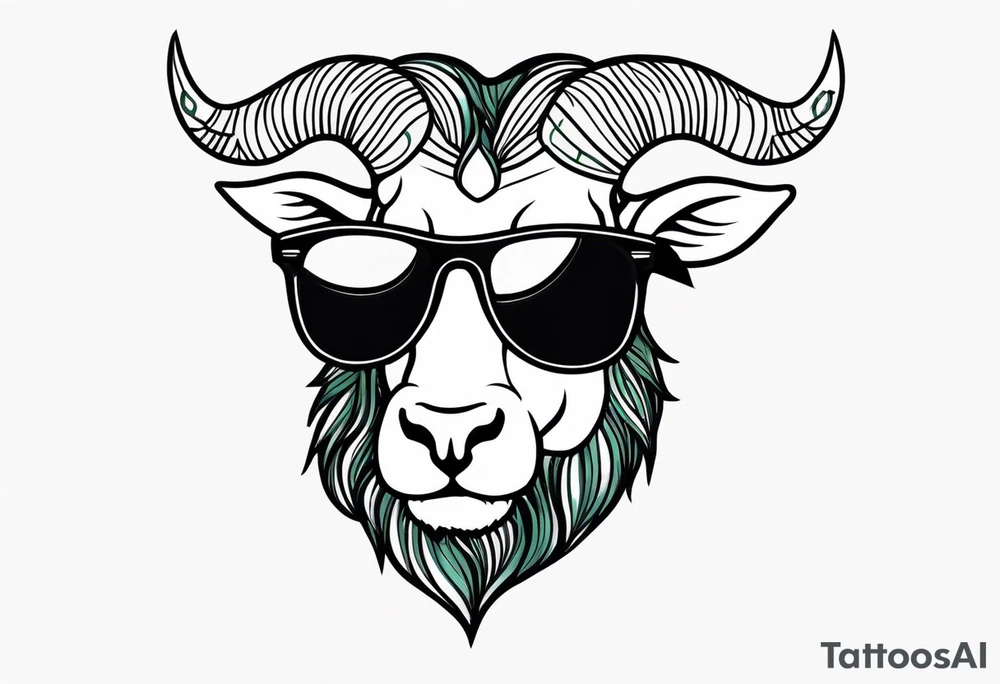 capricorn with beard and sunglasses tattoo idea