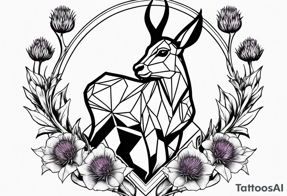 Springbok and scottish thistle tattoo idea
