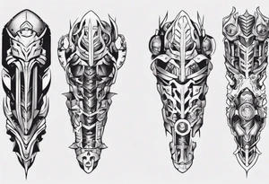 Leg armor mechanical tattoo idea