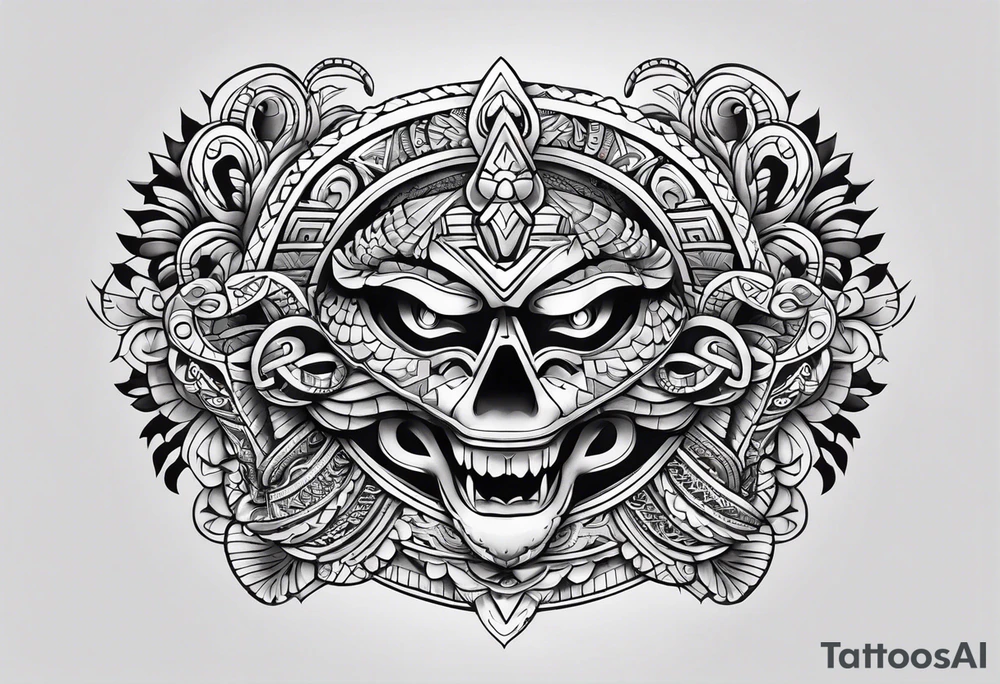 aztec snake sleeve tattoo idea