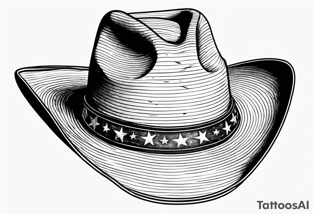Texas outline wearing a weathered cowboy hat tattoo idea