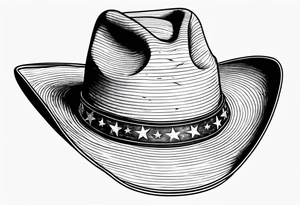 Texas outline wearing a weathered cowboy hat tattoo idea