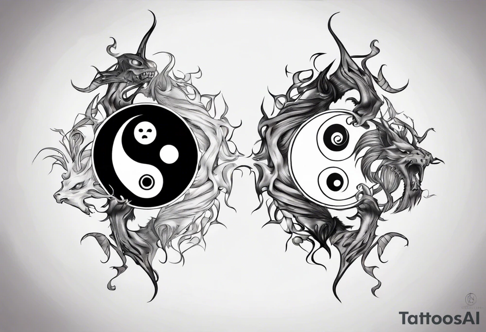 yin and yang but they are daemons tattoo idea