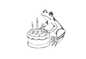 A frog and a birthday cake tattoo idea