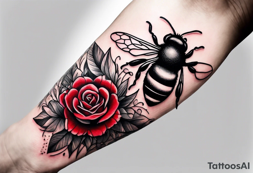 A forearm tattoo of a Ruby and a honey bee tattoo idea