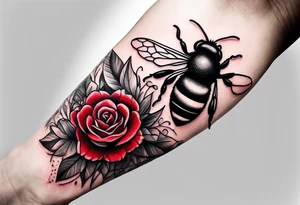A forearm tattoo of a Ruby and a honey bee tattoo idea