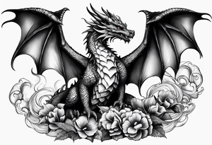 Dragon mushrooms on wings tattoo idea