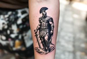 gladiator roman soldier standing colosseum interior combat sword helmet cape sand wind eagle legion trace tattoo idea