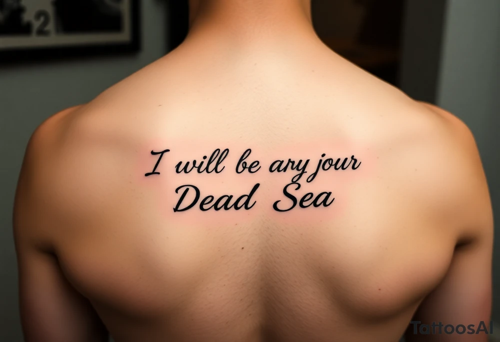 Feminine fine line tattoo representing the following quote “I will be your Dead Sea”. Black lines only. Use pics that represent the sea tattoo idea