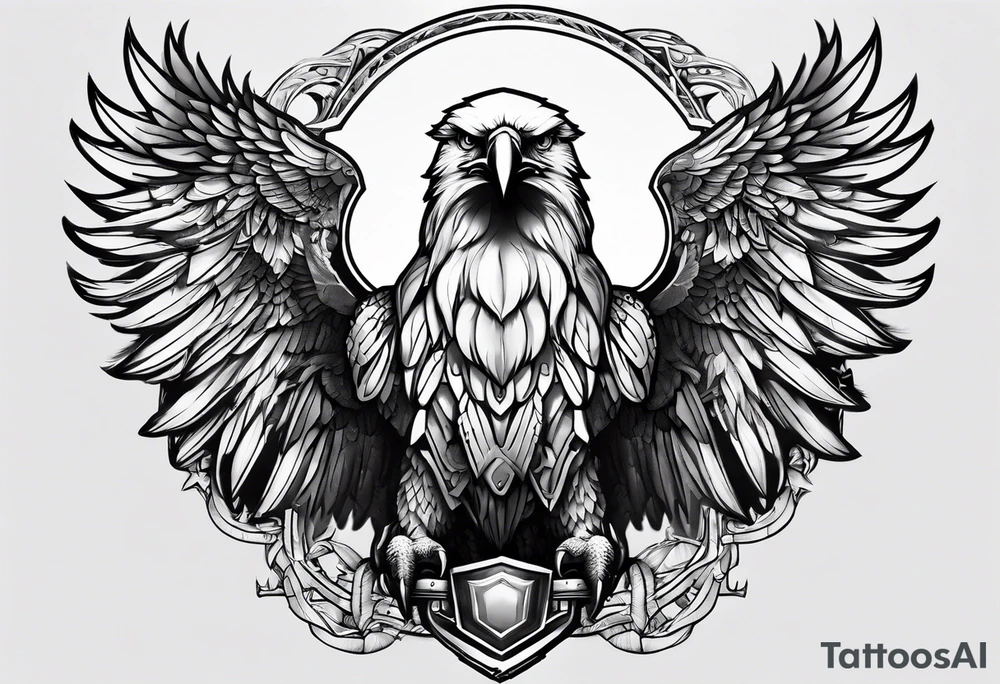 Masculine eagle chest tattoo idea