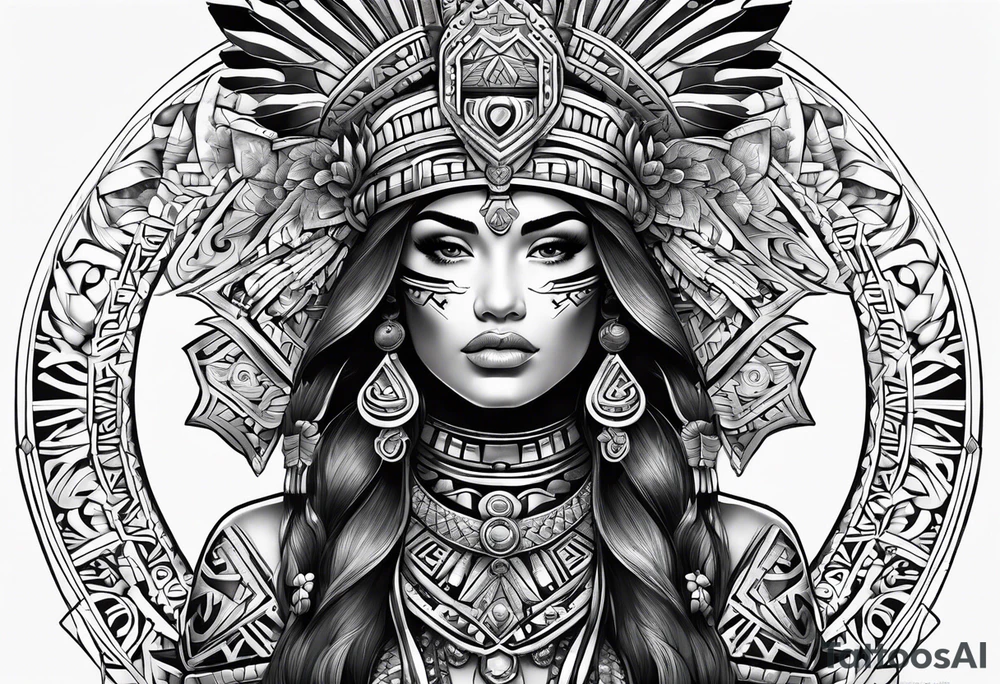 Aztec princess, ollin symbol tattoo idea