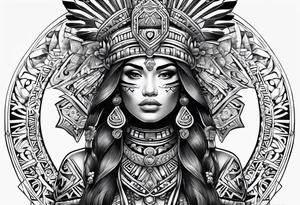 Aztec princess, ollin symbol tattoo idea