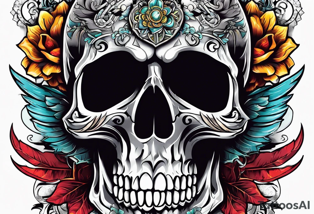 skull with the words "GenX OG" tattoo idea