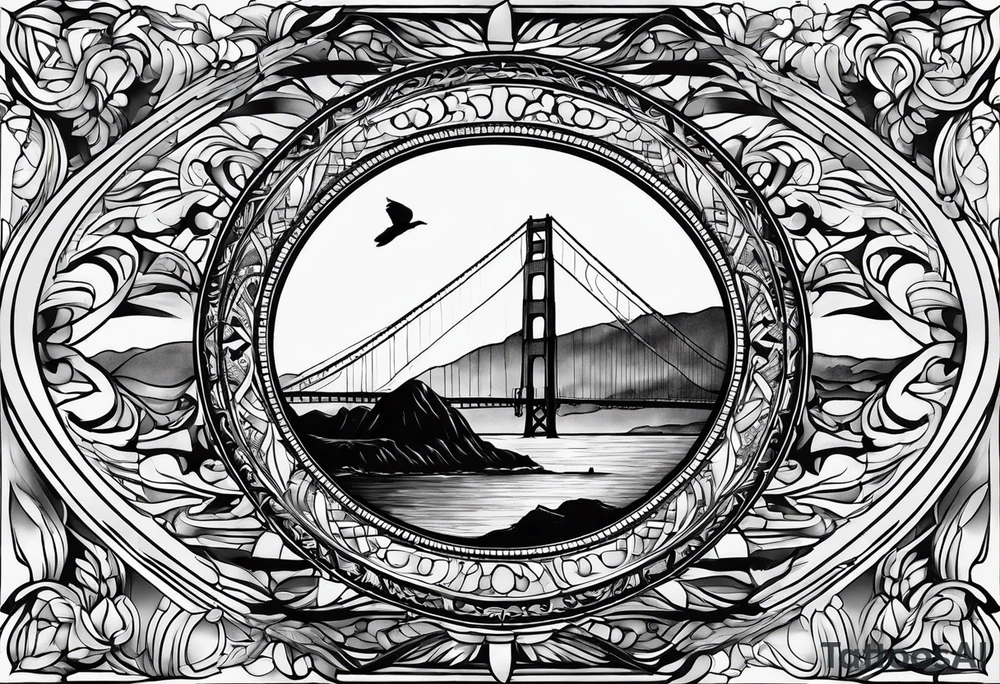 Draw a Line in the Shape of the Route from San Francisco to San Diego tattoo idea
