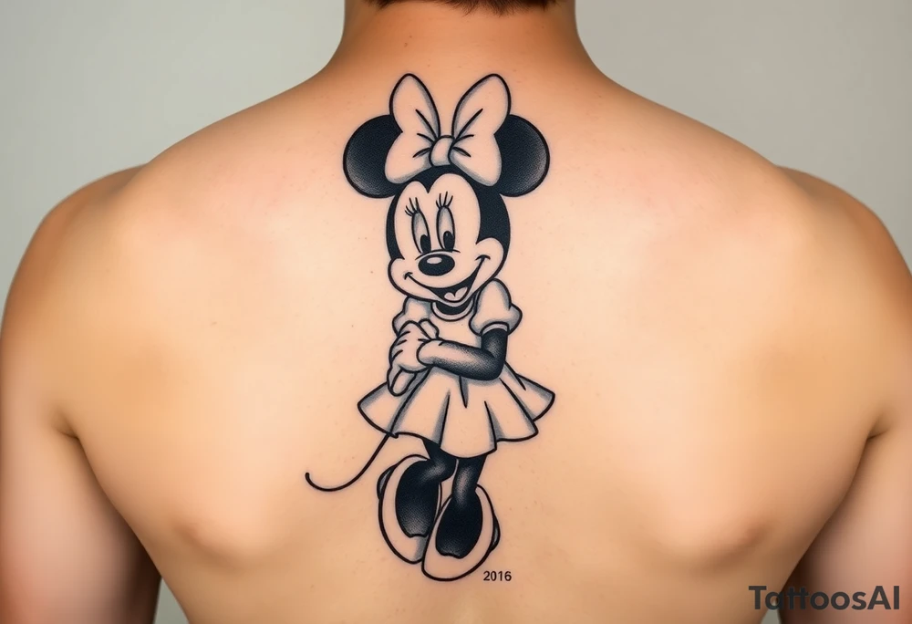 Minnie Mouse dressed like Alice in Wonderland tattoo idea