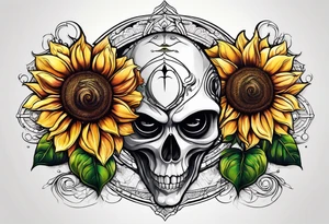 flower rose , sunflower, alien tattoo idea