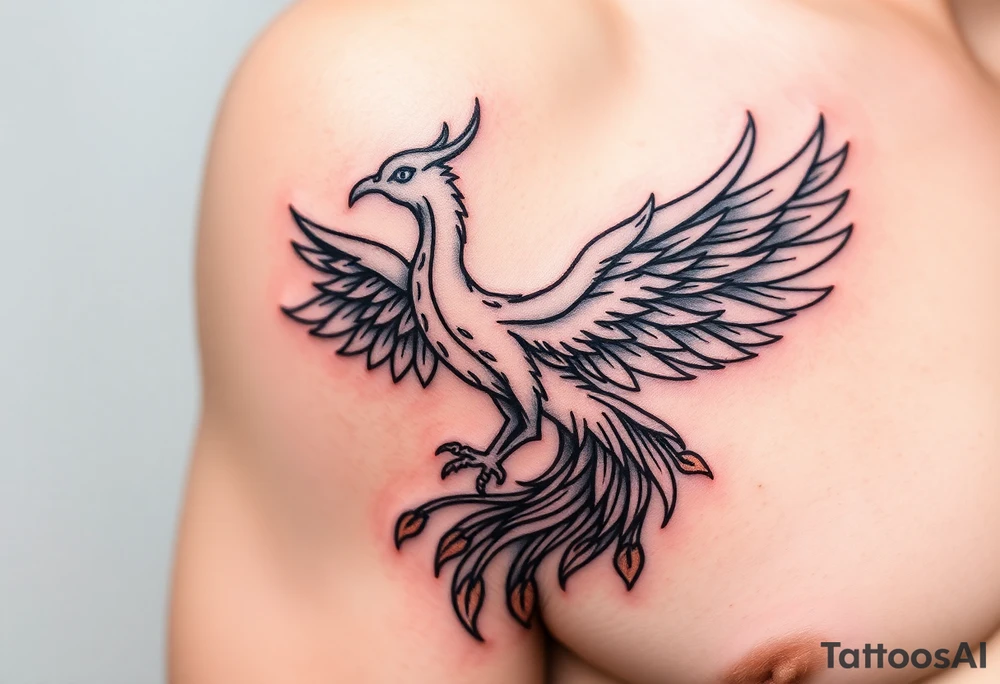 magnificent phoenix rising from golden flames with trailing embers tattoo idea magnificent phoenix rising from golden flames with trailing embers tattoo idea