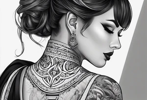 geometrical pattern neck tattoo tattoo idea