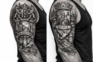 Crests of Amsterdam and Braga and New Brighton tattoo idea