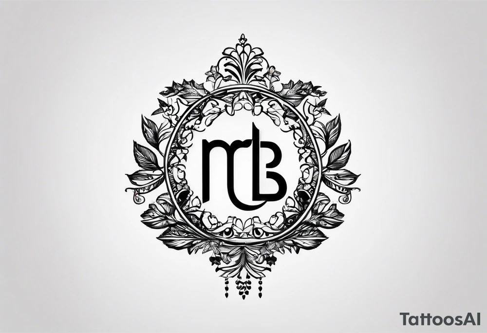 I'm looking for a minimalist logo-style tattoo that consists of the letters 'MRBG'. Keep it simple and not too fancy, just the clean and bold letters arranged in a stylish way. tattoo idea