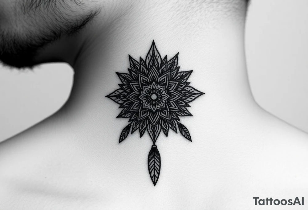 spiritual feathers ornamental mandala shaman tattoo idea