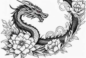 Flower and dragon tattoo idea